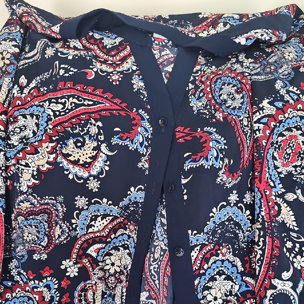 Catherines Navy Paisley Blouse